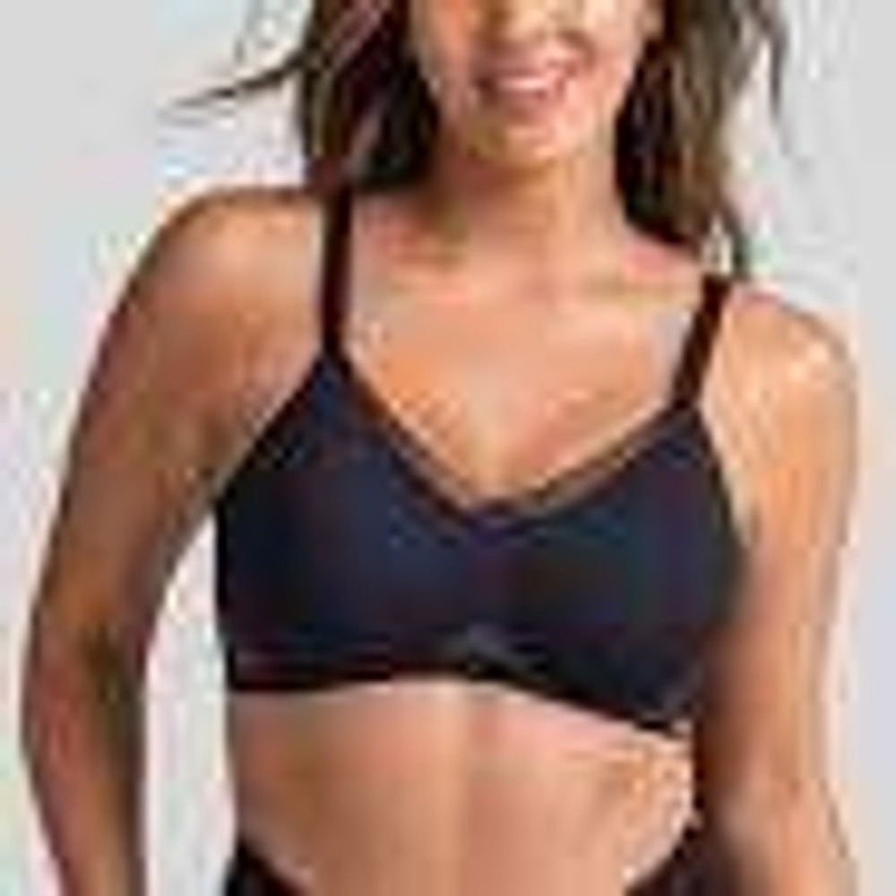 Honeylove Crossover Bra Black Wireless Mesh Panels 1X 40C/D LWBR0302V3